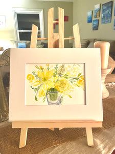 Yellow Bouquet in Blue Vase