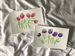 A Handful of Tulips-Purple - Watercolors - Unframed 6x9 inches