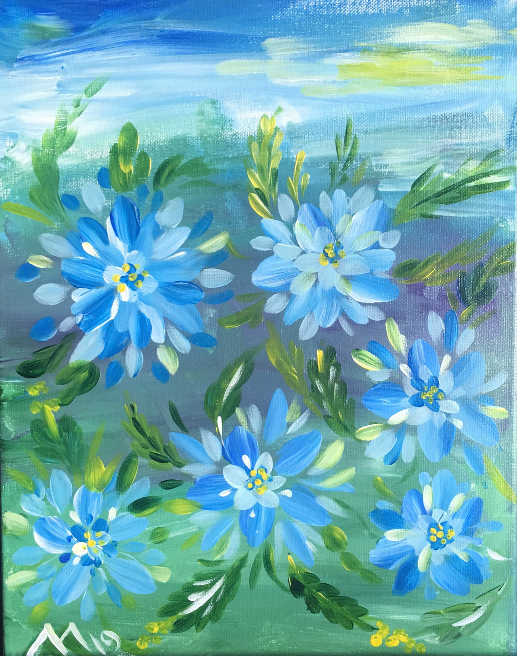 Blue Garden 2 - Acrylics on Stretched Canvas