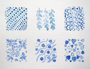 Six Blue Patterns